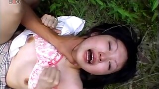 Japanese doll shows nude pussy in sexy outdoor scene
